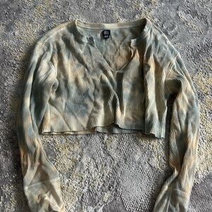 BDG Green and Tan Ribbed Crop Top